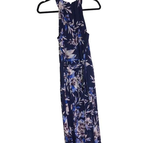Eliza J Navy Blue Floral Halter Maxi Evening Wedding Party Dress Size 8 - Picture 7 of 14